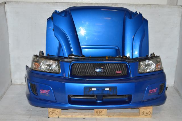 JDM Forester STi Front End For Sale, 2003-2005 Complete Nose Cut Conversion, SG Fenders, HID Headlights, Bumper, Hood & Hood Scoop
