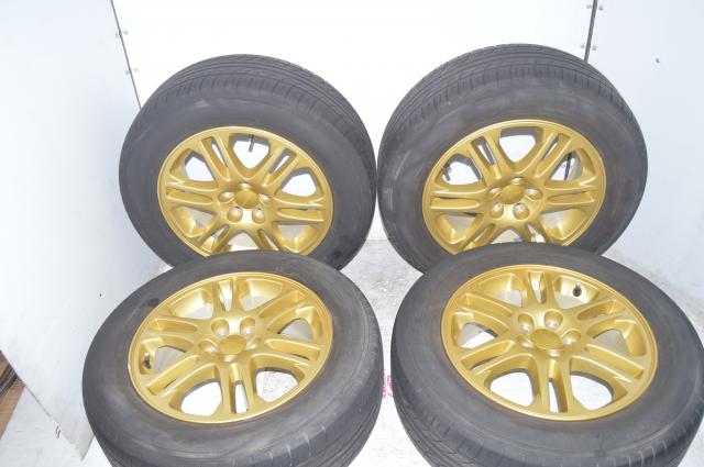 Used JDM  Subaru SF5 / WRX 5x100 Gold 16 inch Wheels with Yokohama Tires 215 / 65 R16