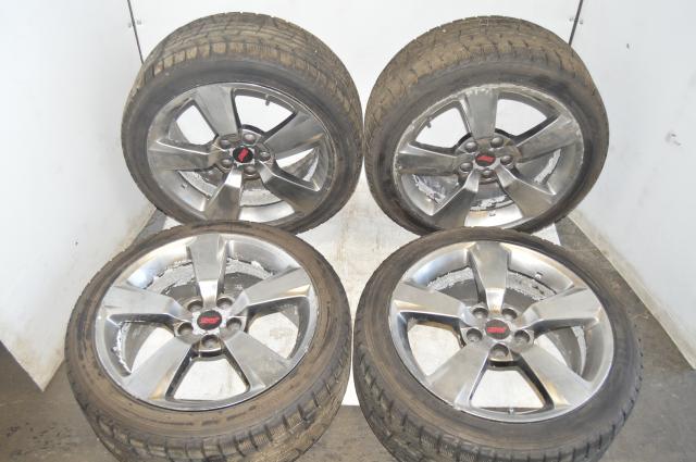 Subaru JDM Version 10 WRX STI 5x114.3 et55 18x8.5 5-Spoke Wheels w/Yokohama Ice Guard IG50 Winter Tires