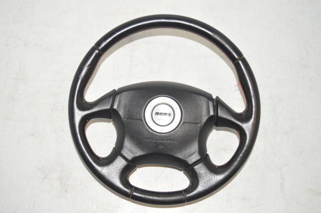 Subaru Version 7 Red Stitching MOMO Steering Wheel for 2002-2003 Impreza & WRX Models