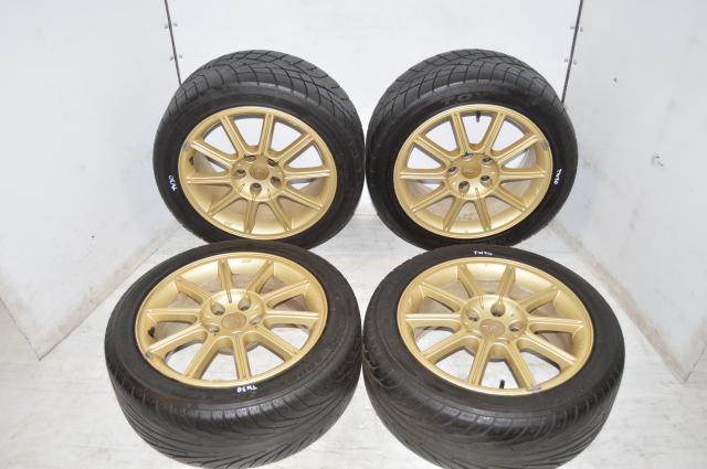Subaru Version 9 GDB Gold Enkei Mags and 235/45/17 Summer Tires for 5x114.3 Applications 