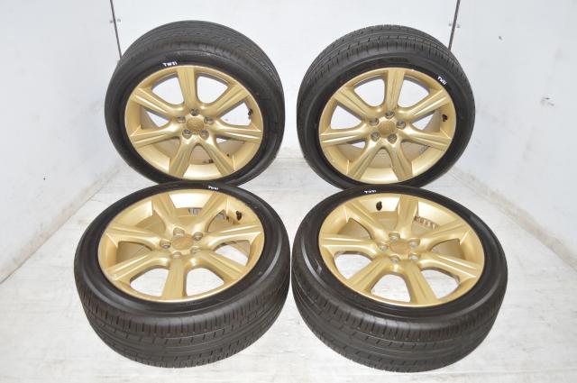 2006-2007 Subaru WRX Version 9 Gold 5x100 Wheels and Tires CLEARS 4 POTS for sale