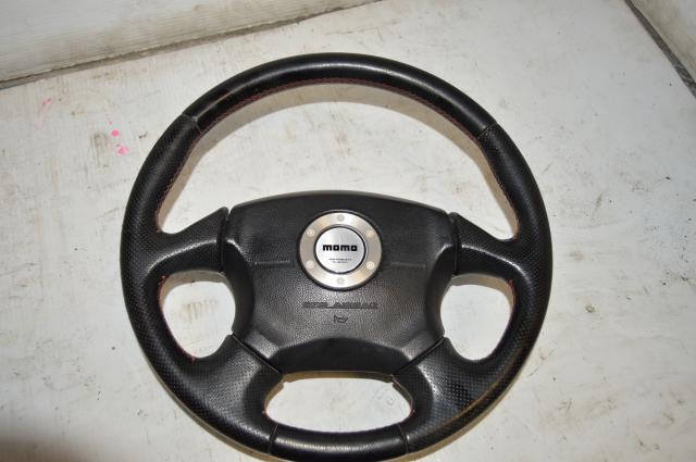 Used Subaru Red Stitching MOMO Steering Wheel Version 7 for 2002-2003 Impreza & WRX Models