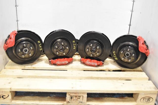 Used Subaru 4 Pot / 2 Pot Replacement Front & Rear WRX GD Red Brake Kit with Rotors & Backing Plates