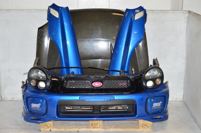 JDM Subaru Version 7 Front End Conversion with Carbonfiber Kansai Hood, Fenders with Side Marks, Headlights with Ballasts and Foglight Covers For Sale