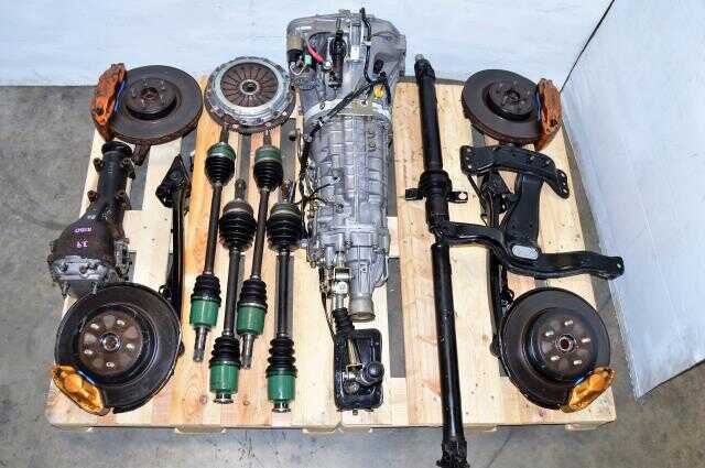 JDM Version 7 Non DCCD TY856WB1CA 6 Speed Transmission Swap with Brembos, Axles, 5x100 Hubs, Driveshaft & R180 STi Differential