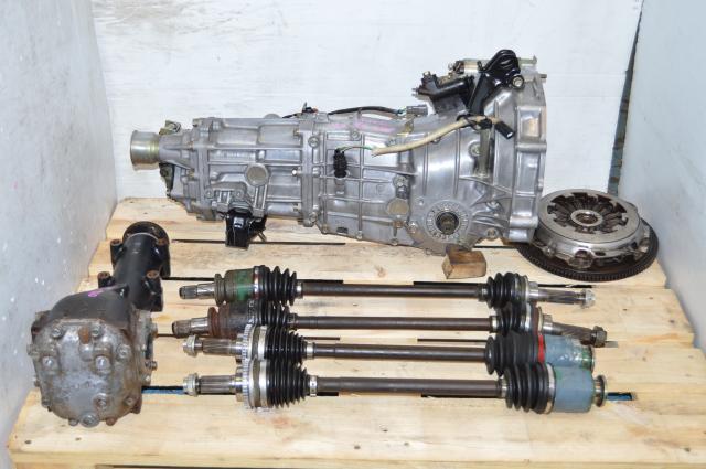 JDM Subaru 5 Speed Manual Transmission Swap For Sale with 4.444 Rear Differential, Flywheel, Pressure Plate and 4 Corner Axles