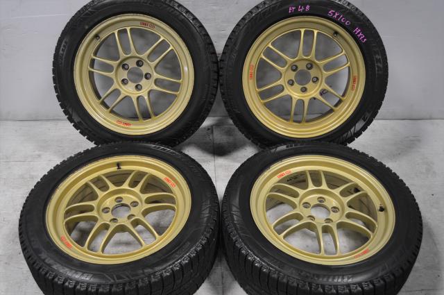Used Subaru Gold Enkei 5x100 Wheels Mags with Bridgestone Winter Tires 17x7.5