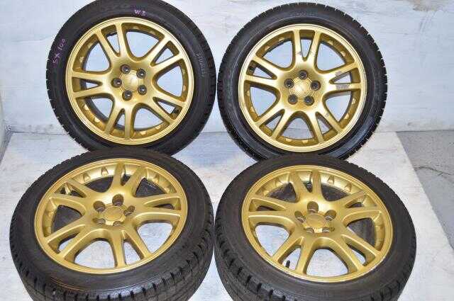 JDM V7 STI MAGS  5x100 17x7 offset 53 toyo garit g5 winter tires 225/45r17
