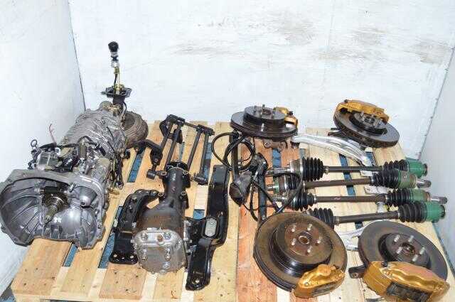 JDM V7 WRX STi 6 Speed TY856WB1AA Transmission with R180 Diff, Axles, Driveshaft, Control Arms & Brembos 5x100 6MT Non-DCCD