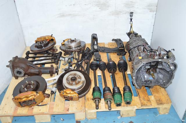JDM V7 WRX STi 6 Speed TY856WB1AA Transmission with R180 Diff, Axles, Driveshaft, Control Arms & Brembos 6MT Non-DCCD  5x100 hubs
