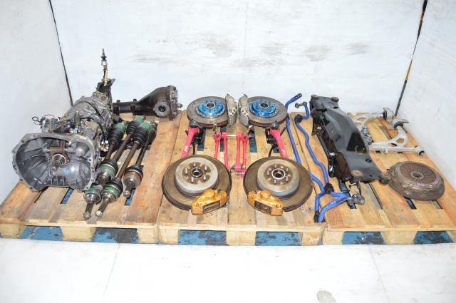 JDM 6MT STi TY856WB4KA  DCCD Transmission Package with 4 Corner Axles, ENDLESS Front Calipers, Brembo Rear Calipers,  5x100 Hubs, PINK Lateral links, CUSCO Sway Bars, etc 