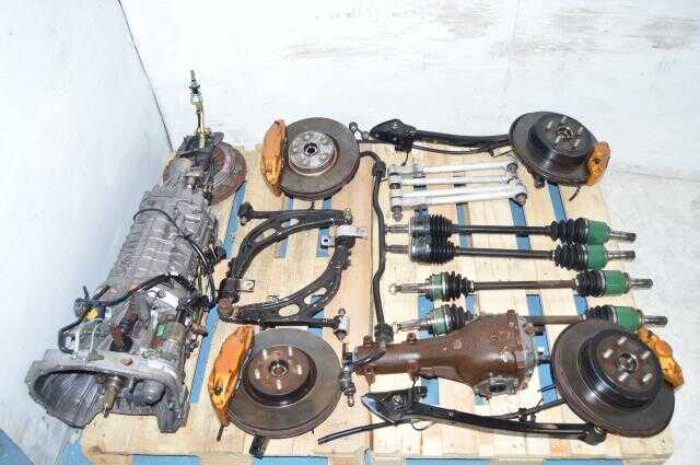 Subaru JDM STi Version 8 DCCD TY856WB6KA 6 Speed Transmission Swap For Sale with Driveshaft, Axles, Hubs, Brembos & Control Arms