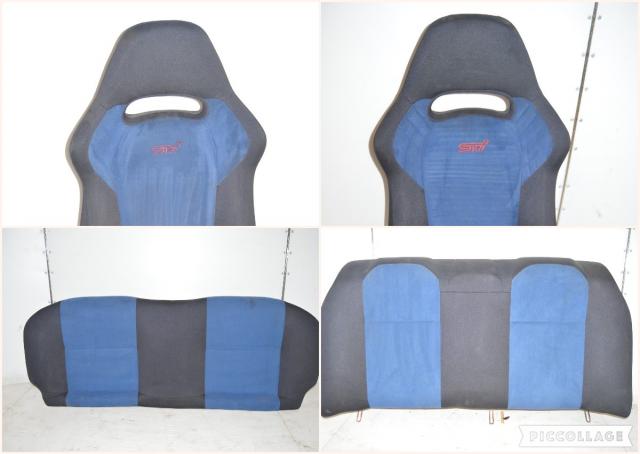 JDM Subaru STi 2002-2007 Front Blue Seats & Rear Bench Seat For Sale