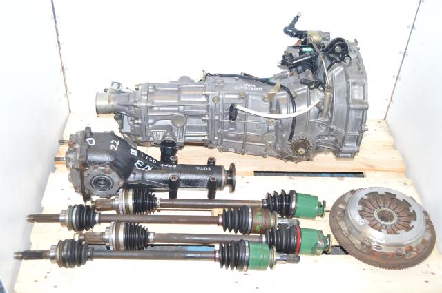 JDM Subaru 5 Speed Transmission Swap with 4.444 LSD Rear Matching Differential, 4 Corner Axles, Flywheel & Pressure Plate