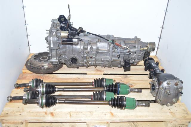 Used JDM WRX 2002-2005 5 Speed Manual Subaru Transmission Swap with 4 Corner Axles, Flywheel, Pressure Plate & 4.444 Rear LSD Differential