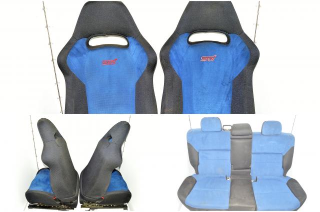 JDM Subaru Version 7 Wagon STi Front Passenger & Driver Seat, Rear Bench Seat with Arm Rest Assembly For Sale