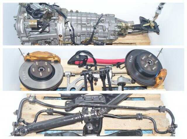 TY856WB3KA Version 8 DCCD 6-Speed JDM Subaru STi 2002-2007 Transmission Package with 4 Corner Axles, 5x114.3 Hubs, Control Arms, Pink Rear Arms, Driveshaft, R180 Rear Diff For Sale