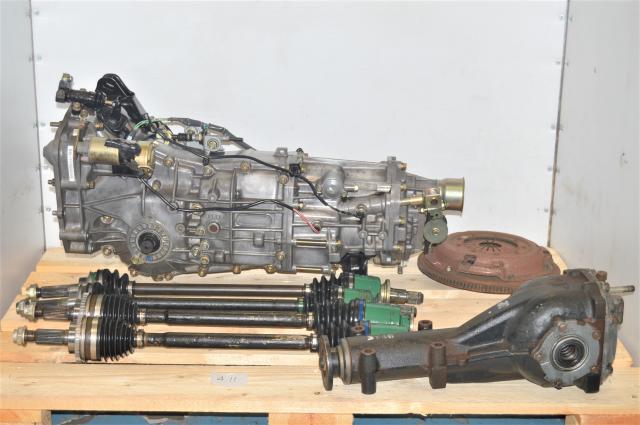 Used Subaru JDM Push-Type Dual-Range Transmission with 4.11 Rear Differential, Axles, Flywheel & Pressure Plate for Sale