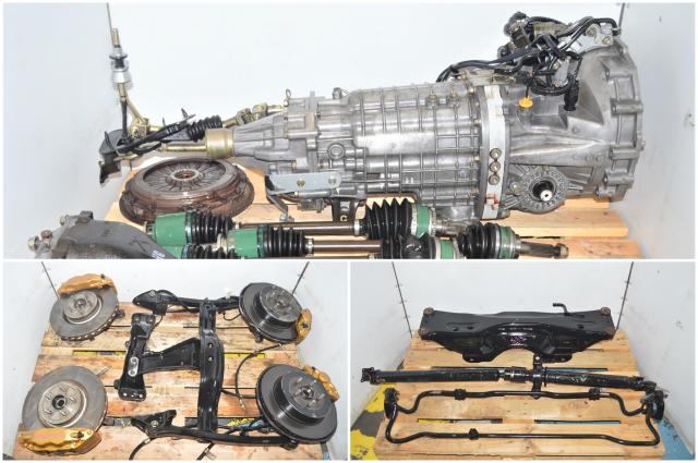 JDM Version 7 Non-DCCD 2002-2007 Subaru WRX STi 6-Speed Transmission Package with Brembos, Front LSD, Rear R180 Diff, Axles, 5x100 Hubs & Subframe for Sale