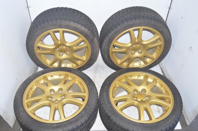 JDM Subaru WRX STI Version 7 Gold Wheels w/Kenda KR36 Winter Tires For Sale for 2002-2007 WRX