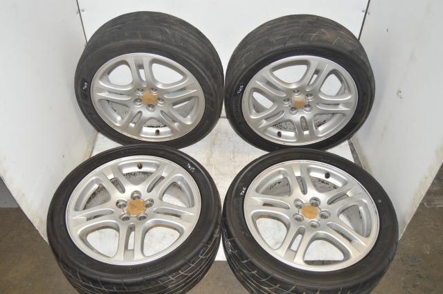 JDM Subaru Version 8 GDA WRX 17x7 et55 5x100 Silver Wheels for Sale for 2002-2007 5x100 Applications