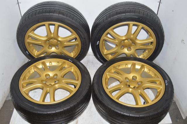 Subaru Version 7 STI Gold Wheels with Falken Ziex Tires for 2002-2007 5x100 Applications