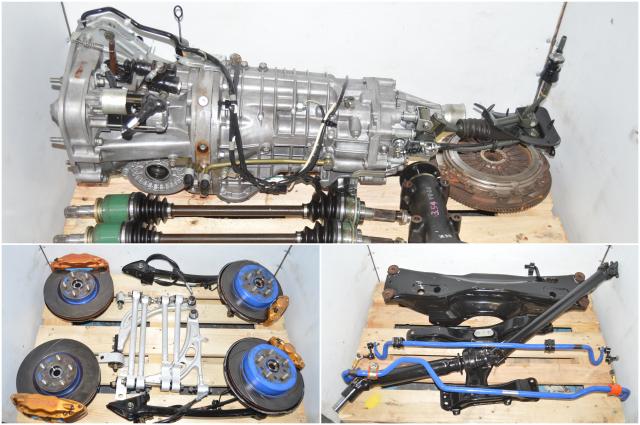 Used JDM Version 9 Spec-C TY856WB8JA  6-Speed STi Transmission with 5x114 Hubs, Brembos, Lateral Links, Control Arms, Aftermarket Strut Bars & Subframe for Sale 
