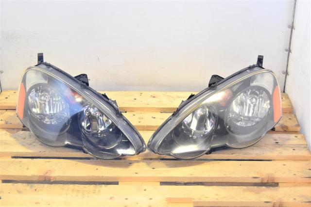 Used JDM Acura RSX Replacement Black Housing DC5 Left & Right Front HID Headlights for Sale 02-06
