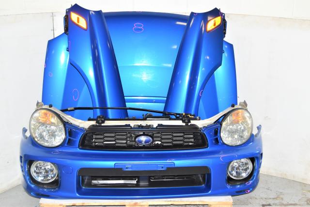 Used JDM Subaru WRX Sedan GDA 2002-2003 Version 7 Bugeye Nose Cut for Sale with Hood, Front Bumper, Rad Support & Projector Headlights
