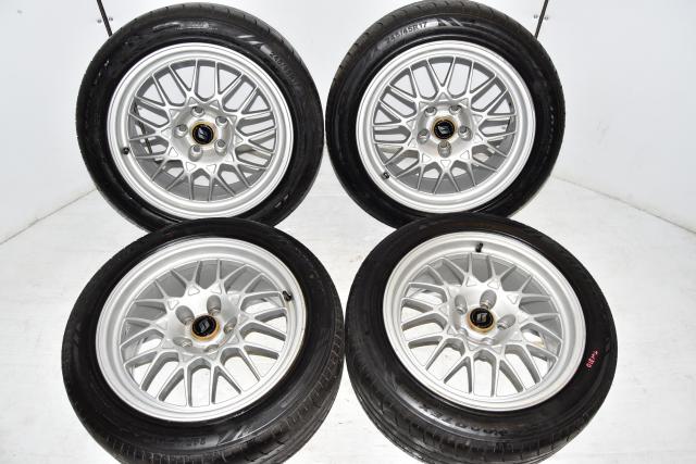 Used JDM Nissan R32 GTR 17x8JJ Silver BBS Forged Mags with 245/45R17 Triangle Sportex Tires for Sale