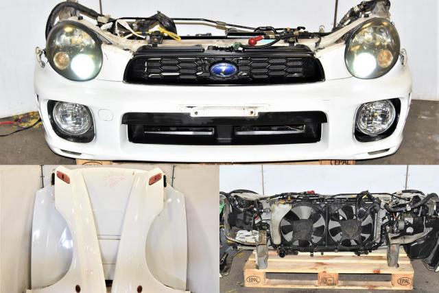 White JDM WRX GDA 2002-2003 Version 7 Autobody Front End Conversion with Rad Support, HID Headlights, Fenders, Hood & Bumper Cover