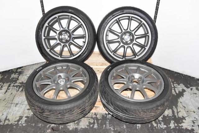 Used JDM OZ Racing Prodrive 17x7 Aftermarket 5x100 Mags with 215/45R17 Tires for Sale