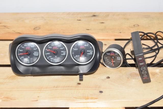 Used JDM Genome STi GDB 2002-2007 60mm 4-Piece Boost Gauge Assembly with Gauge Pod, Controller & Wiring